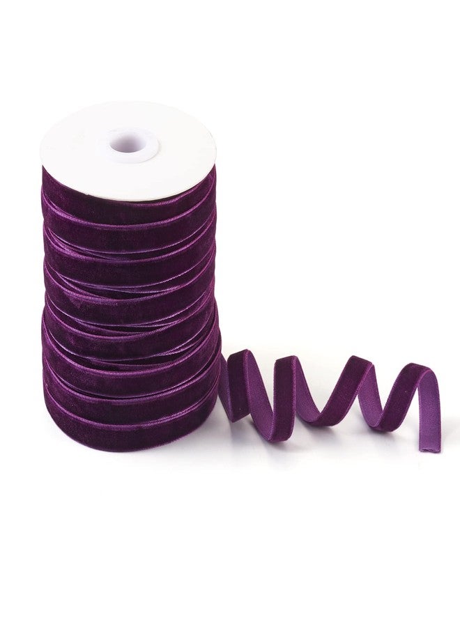Craftdady 50 Yards Purple 3/8" Velvet Ribbons for Decoration Ornament Soft Single Face Velvet Ribbons for Gift Wrapping 10mm Flower Bouquet Ribbon for Choker Hair Bows Wreath DIY Crafts - Image 1